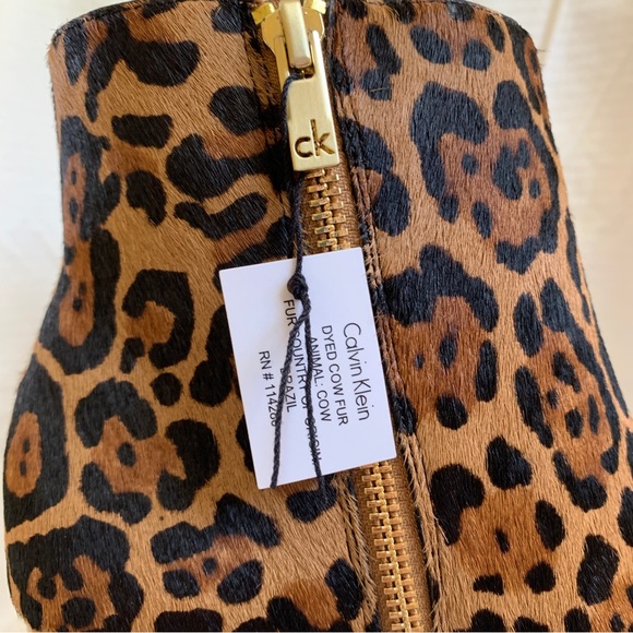 Calvin Klein MARTHA WINTER LEOPARD Calf Hair Platform Booties 8.5 M NWT - Picture 13 of 16